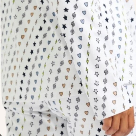 Roller Rabbit x Peloton Limited Edition Print Pajama Top Size L Hearts Stars - Picture 9 of 15